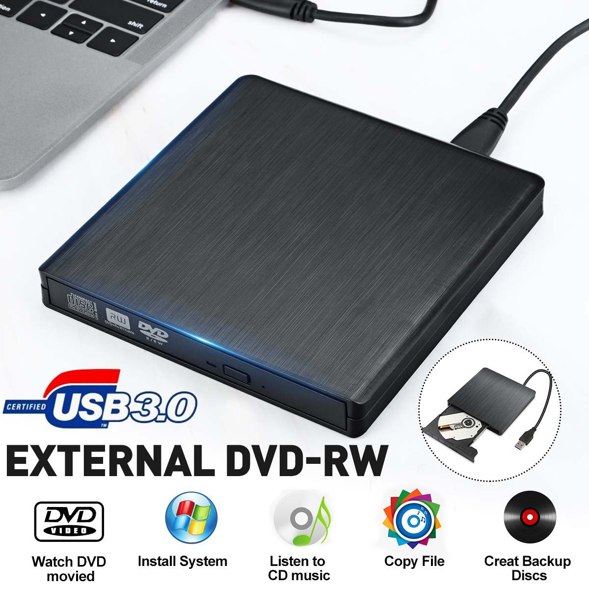 ܺ USB 3.0 DVD ̺  ̺ CD ROM ÷..